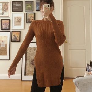 TOPSHOP Knitted Jumper (Orange/Brown)
